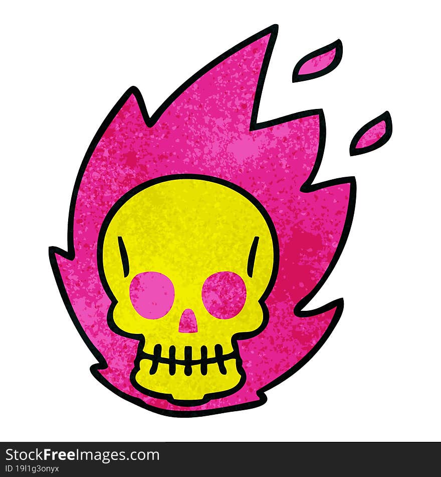 quirky hand drawn cartoon skull