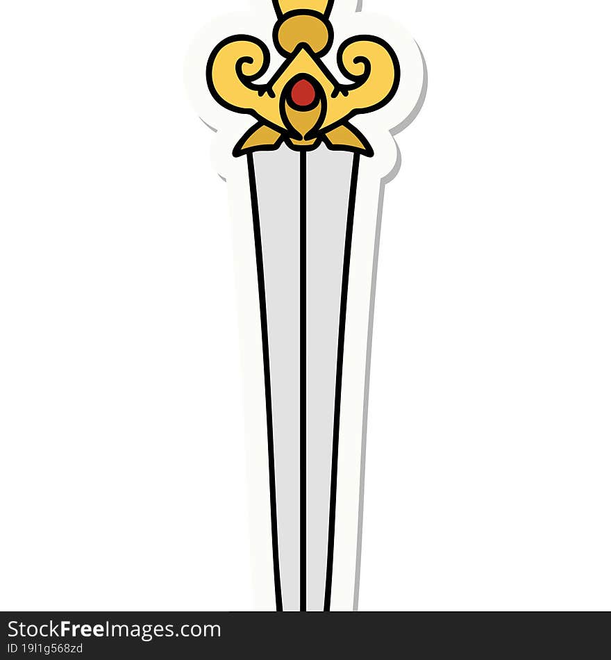 sticker of tattoo in traditional style of a dagger. sticker of tattoo in traditional style of a dagger