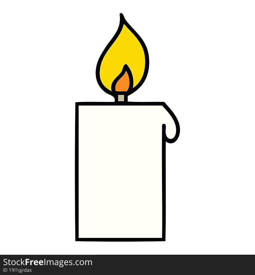 cute cartoon of a lit candle. cute cartoon of a lit candle