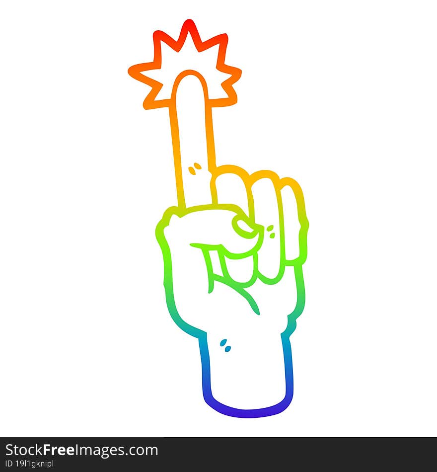 rainbow gradient line drawing cartoon pointing finger