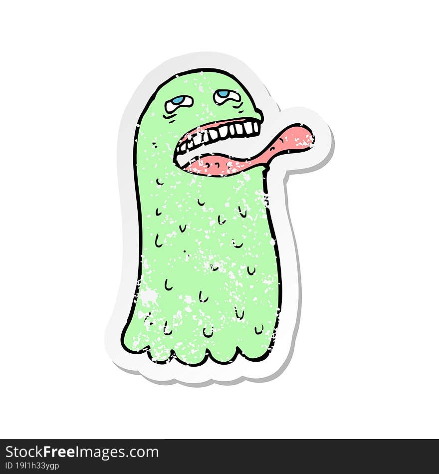 retro distressed sticker of a cartoon funny ghost