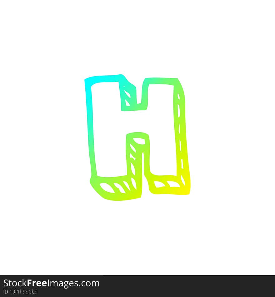 cold gradient line drawing cartoon letter h