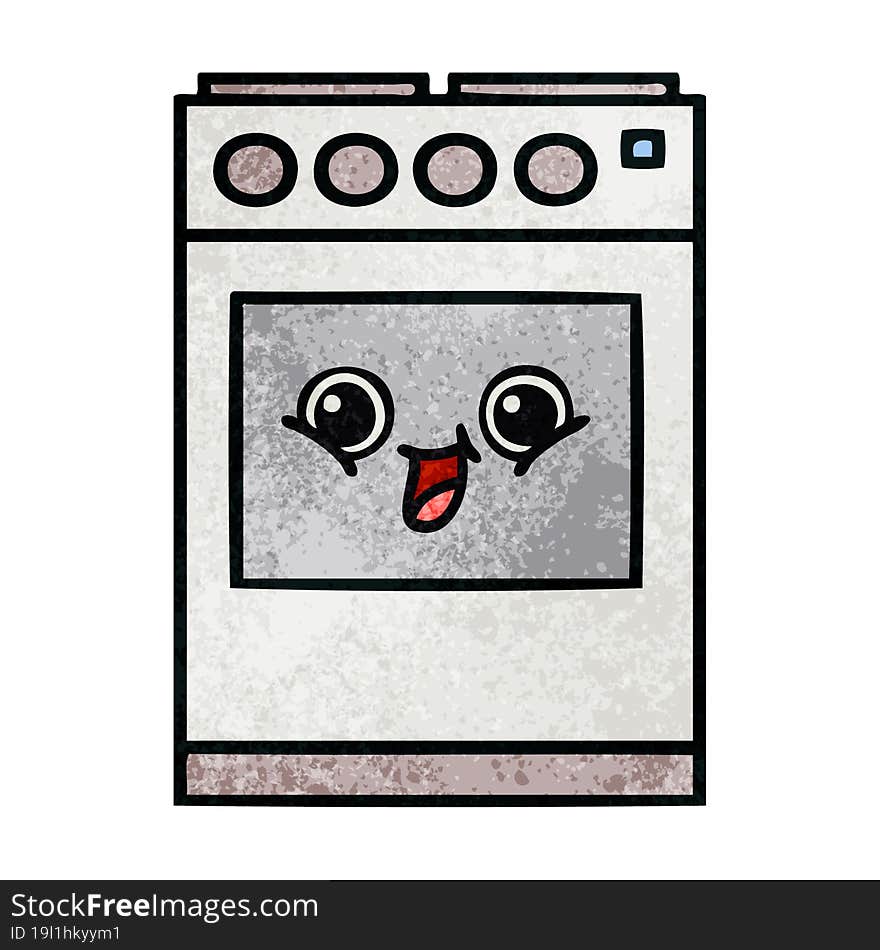 retro grunge texture cartoon kitchen oven