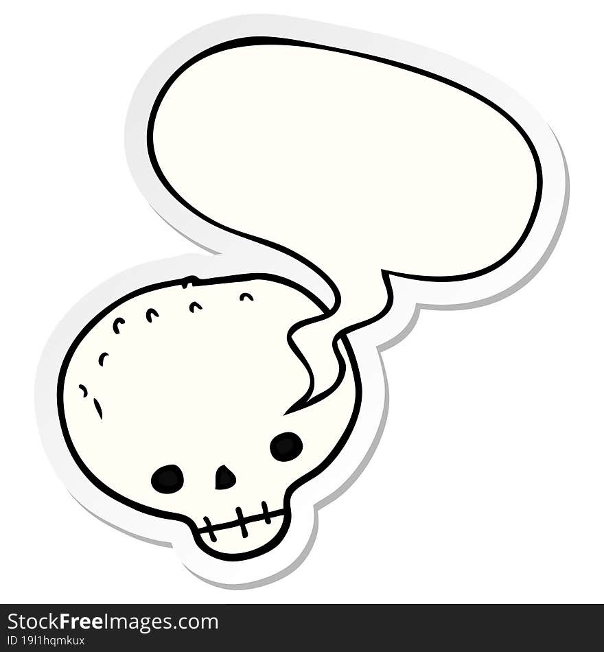 Cartoon Skull And Speech Bubble Sticker