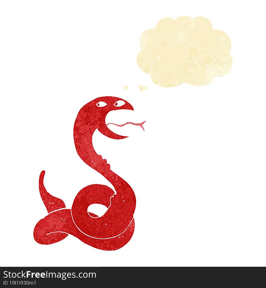 Cartoon Hissing Snake With Thought Bubble