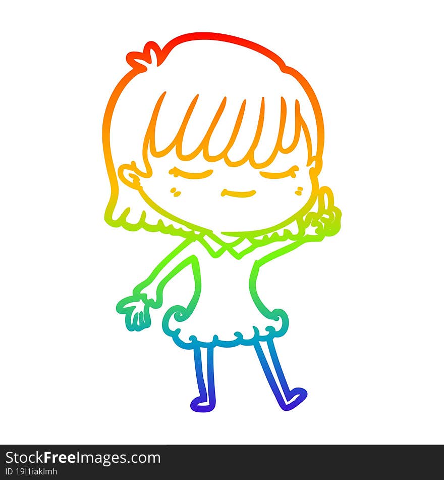 rainbow gradient line drawing of a cartoon woman