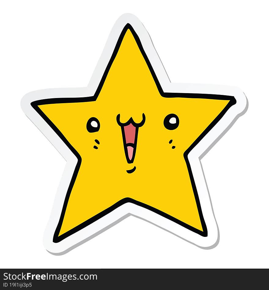 Sticker Of A Happy Cartoon Star