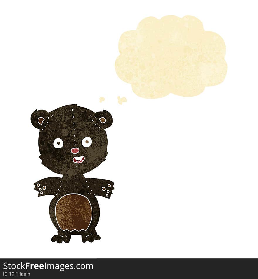 Cute Black Bear Cartoon With Thought Bubble