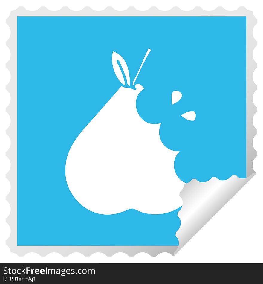 square peeling sticker cartoon of a green pear