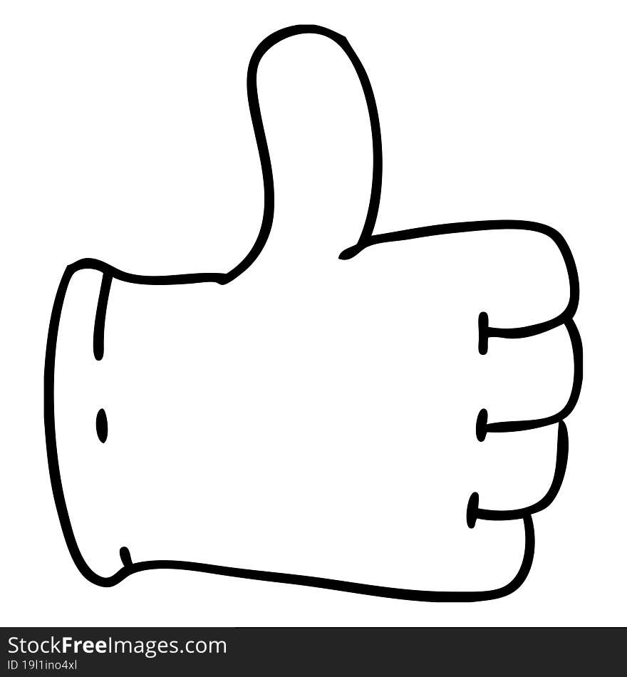 line doodle glove giving thumbs up symbol