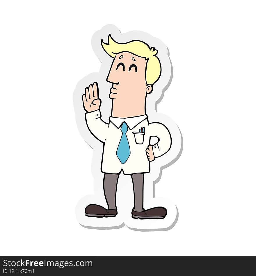 sticker of a cartoon businessman