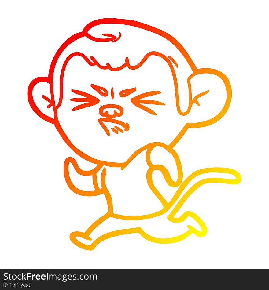 warm gradient line drawing cartoon annoyed monkey