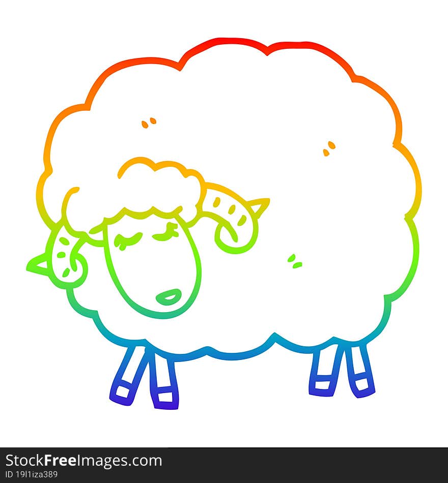 rainbow gradient line drawing cartoon black sheep