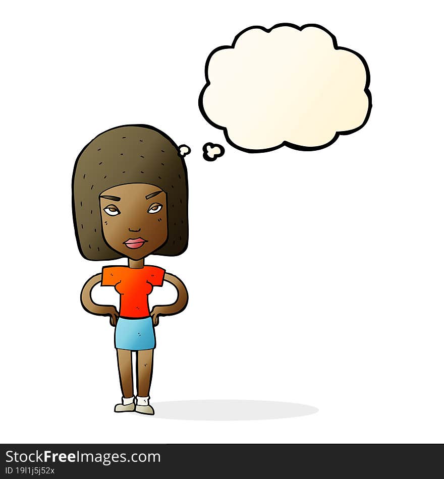 Cartoon Annoyed Woman With Thought Bubble