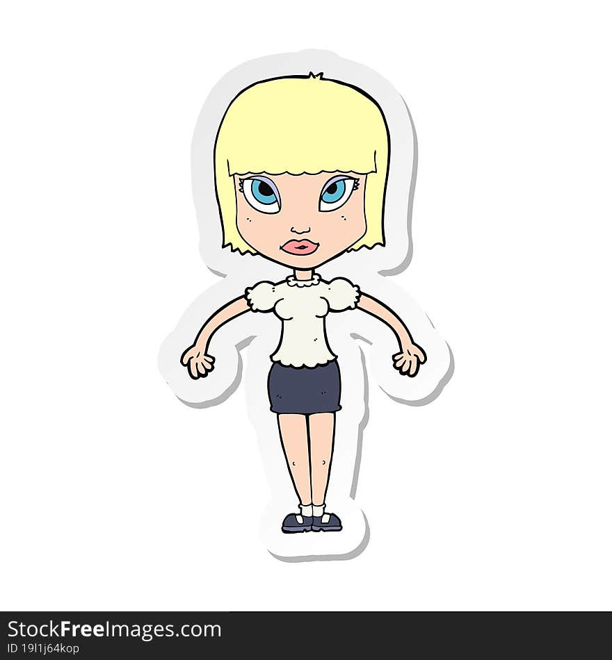 sticker of a cartoon pretty woman