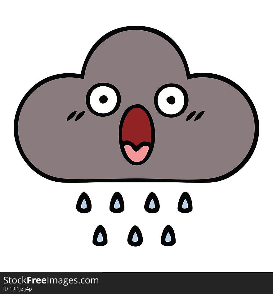 cute cartoon storm rain cloud