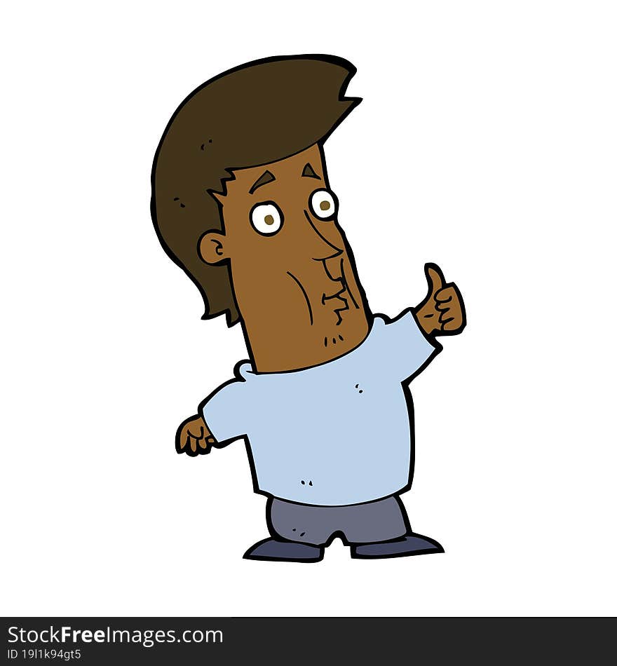 Cartoon Man Giving Thumbs Up Sign