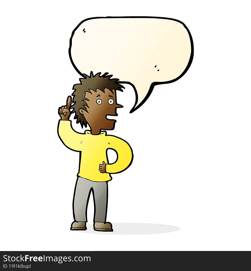 Cartoon Boy With Idea With Speech Bubble