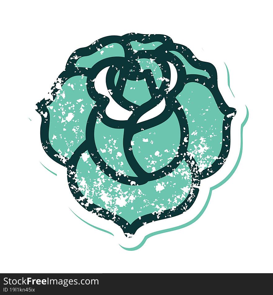 iconic distressed sticker tattoo style image of a flower. iconic distressed sticker tattoo style image of a flower