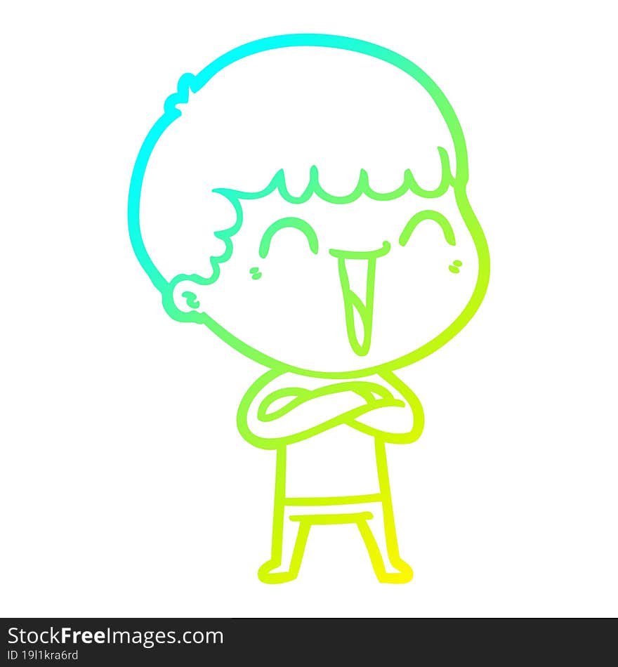 Cold Gradient Line Drawing Cartoon Happy Man