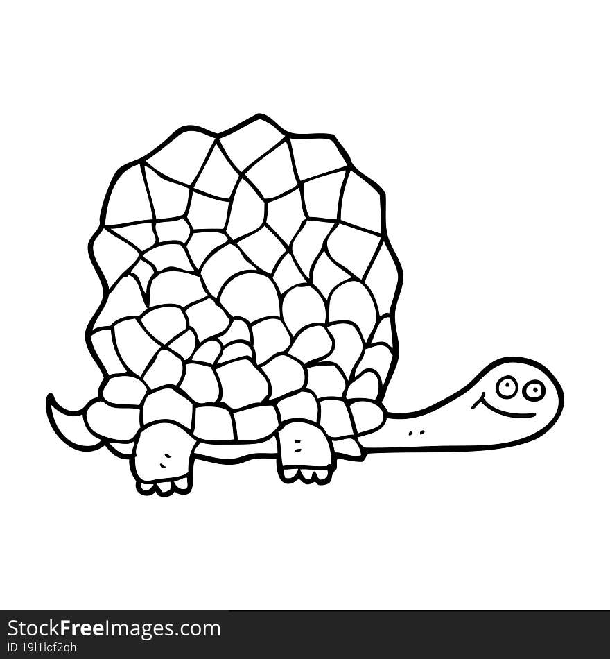 black and white cartoon tortoise