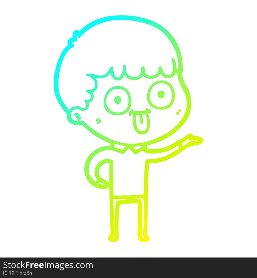 cold gradient line drawing of a cartoon man staring