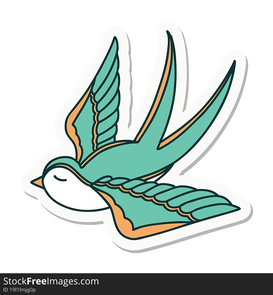 Tattoo Style Sticker Of A Swallow