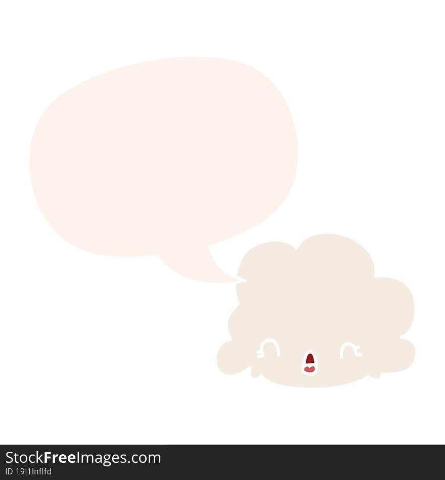 cartoon cloud and speech bubble in retro style