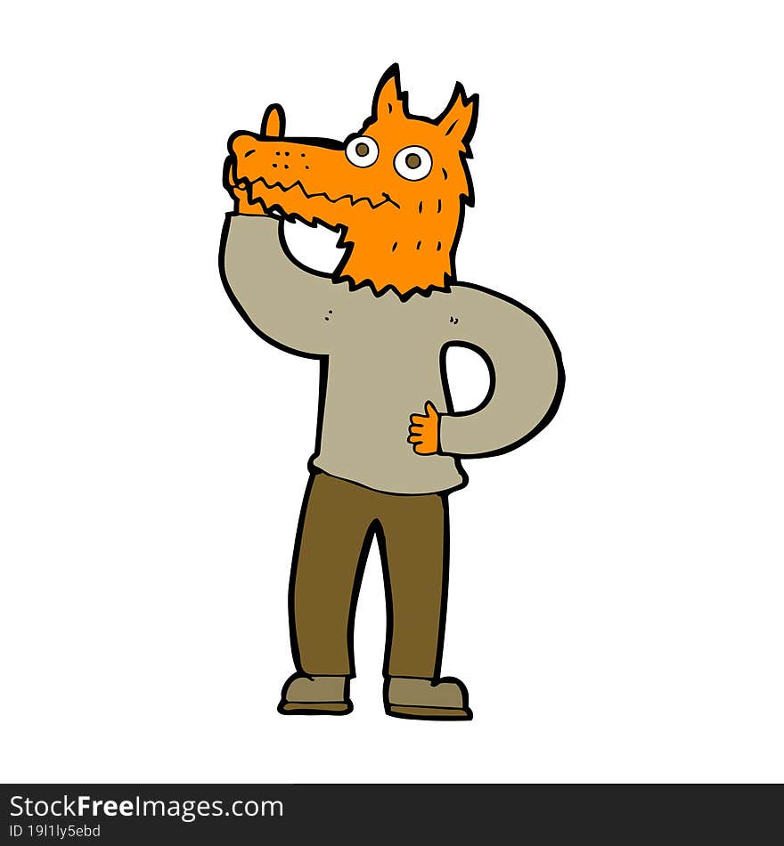 cartoon fox man with idea