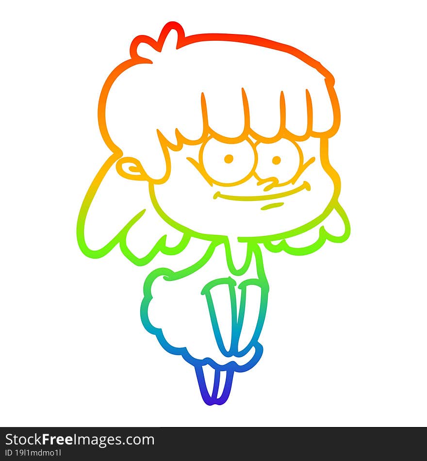 rainbow gradient line drawing cartoon smiling woman