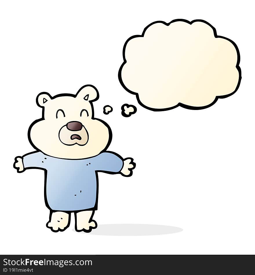 cartoon unhappy polar bear  with thought bubble