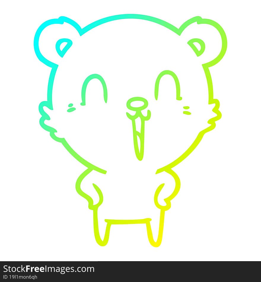 cold gradient line drawing happy laughing cartoon bear