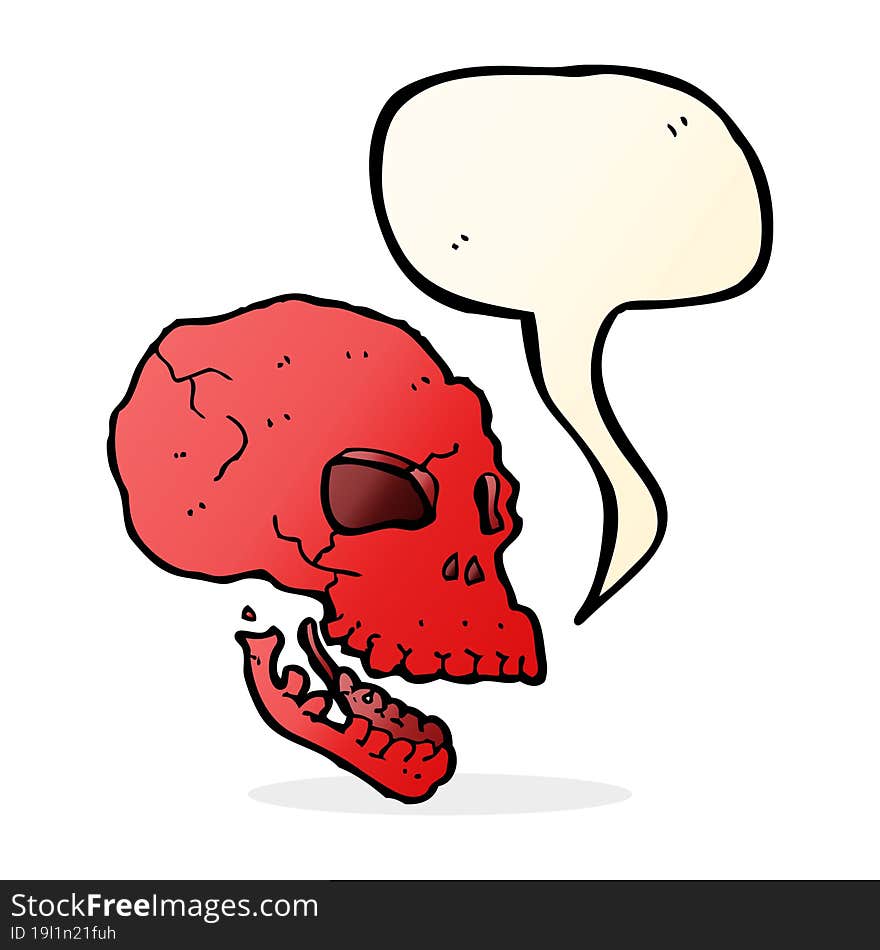 Cartoon Spooky Skull With Speech Bubble