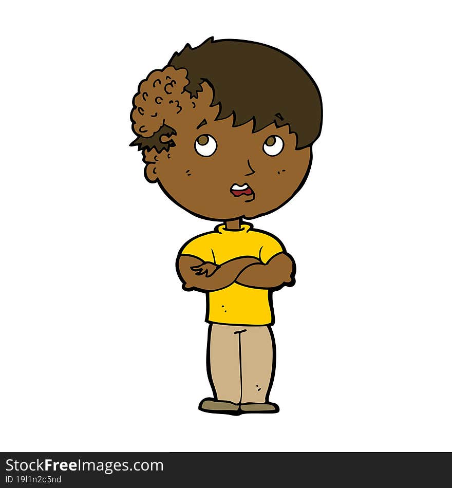 cartoon boy with growth on head