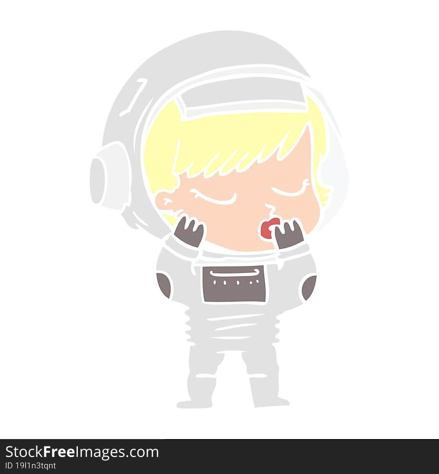 flat color style cartoon pretty astronaut girl