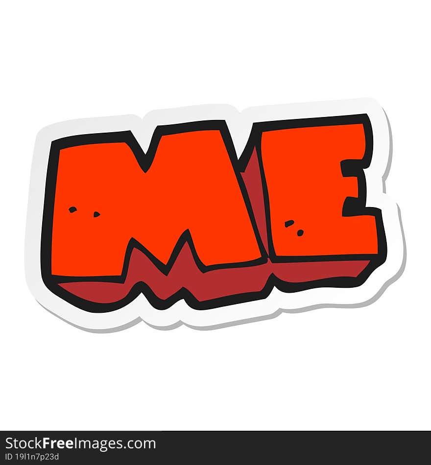 sticker of a cartoon ME symbol