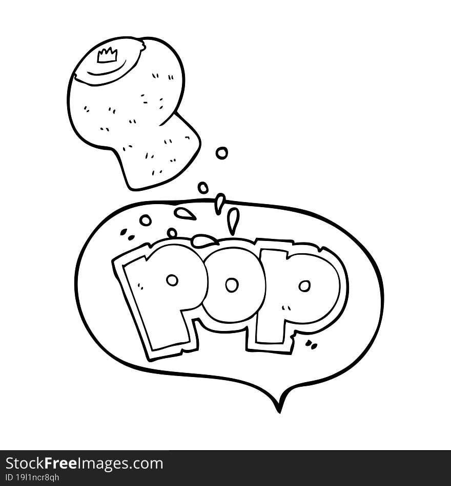 Speech Bubble Cartoon Champagne Cork Popping