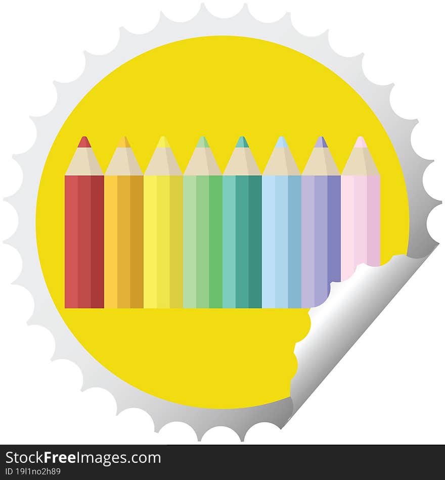 color pencils round sticker stamp