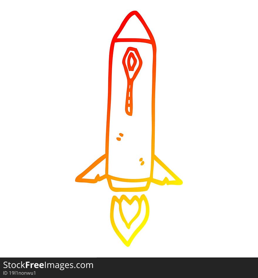 warm gradient line drawing cartoon space rocket