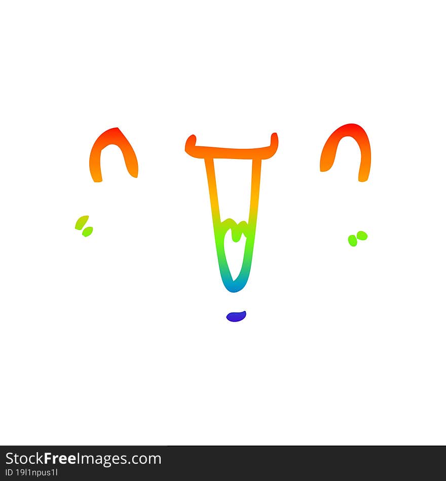 rainbow gradient line drawing of a cute happy cartoon face