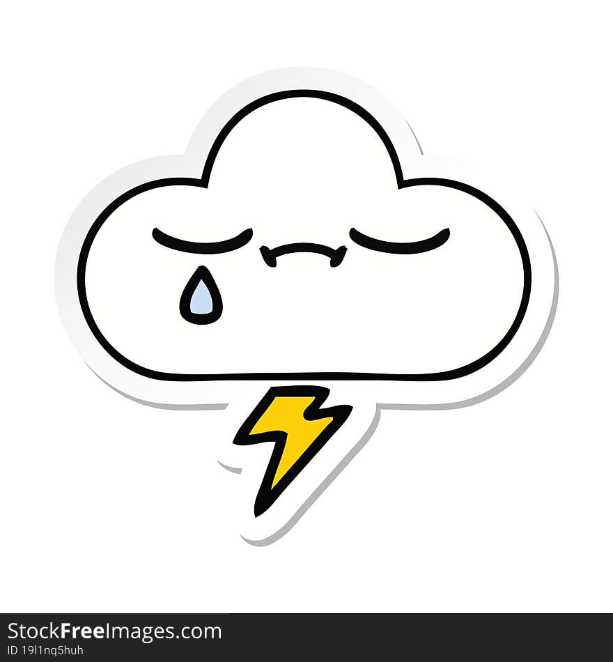 sticker of a cute cartoon thunder cloud