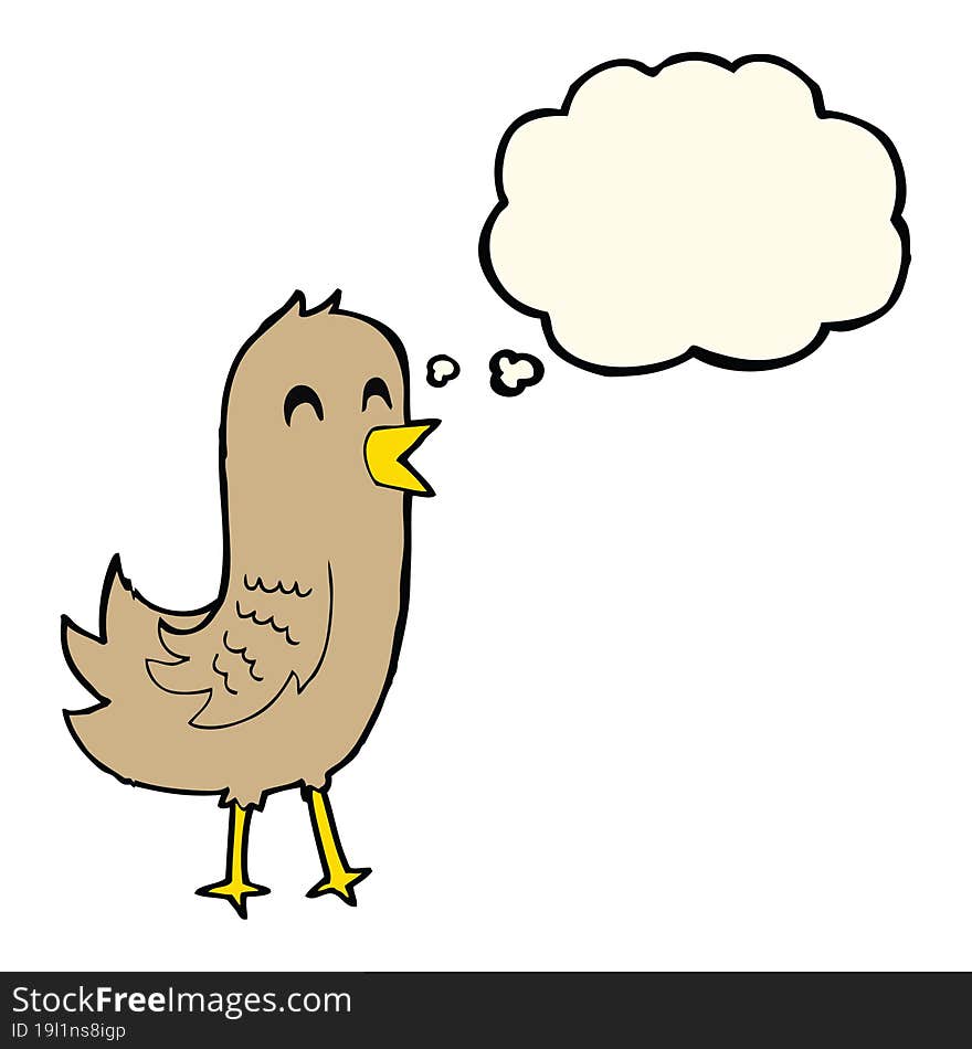 Cartoon Happy Bird With Thought Bubble