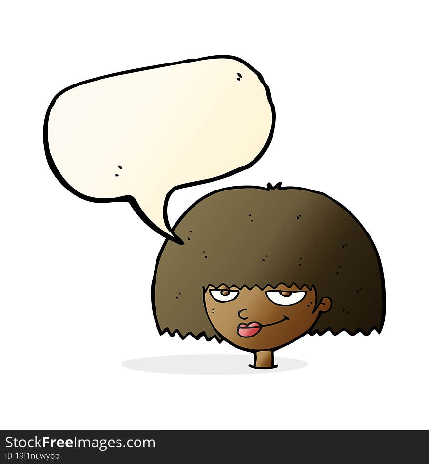 cartoon mean female face with speech bubble