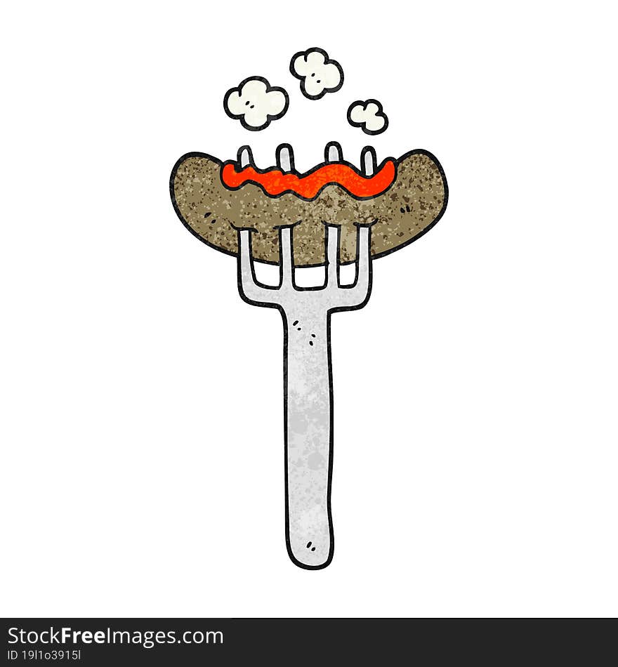 Textured Cartoon Sausage On Fork