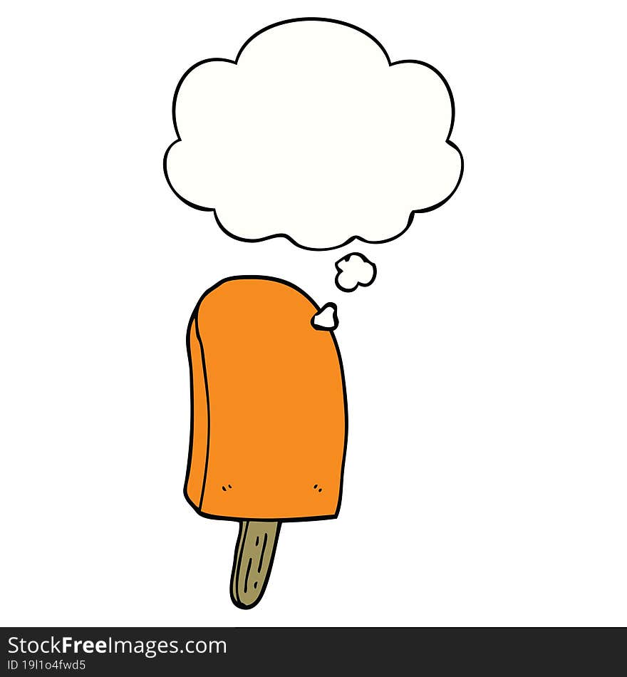 Cartoon Ice Lolly And Thought Bubble