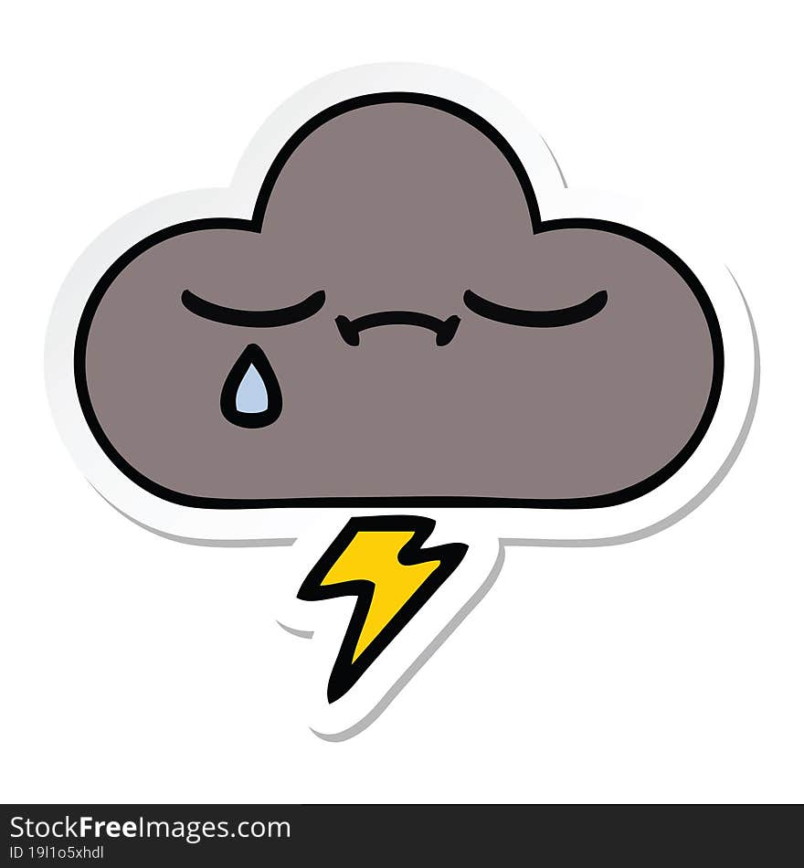 sticker of a cute cartoon storm cloud