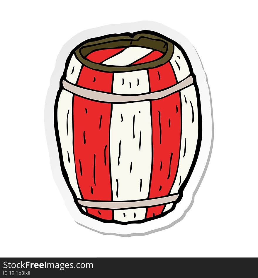 sticker of a cartoon painted barrel