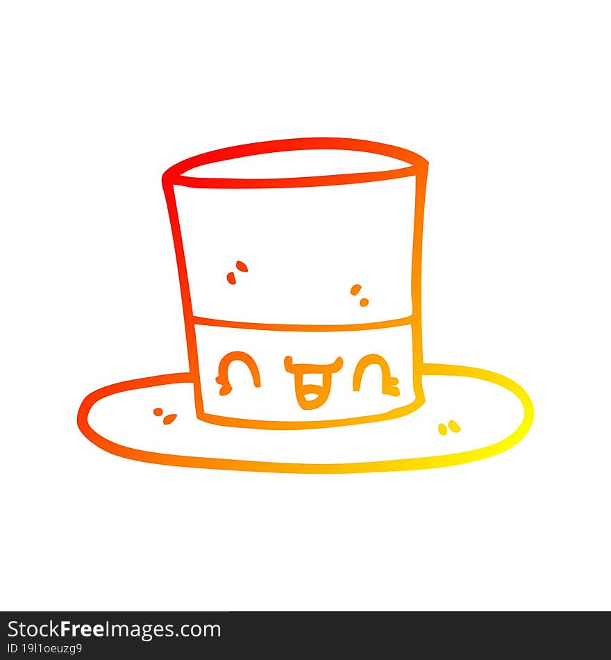 warm gradient line drawing cartoon top hat