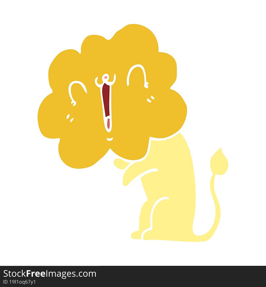 cute flat color style cartoon lion