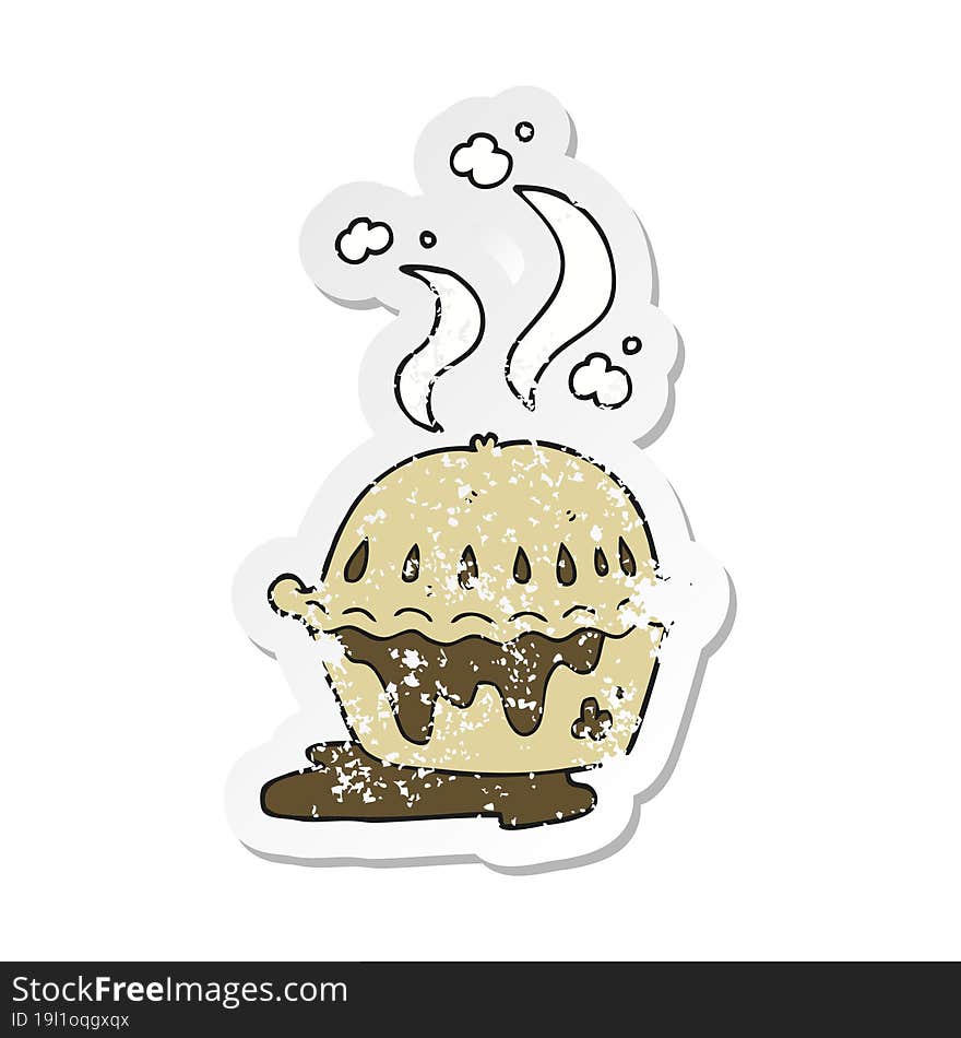 retro distressed sticker of a cartoon hot pie